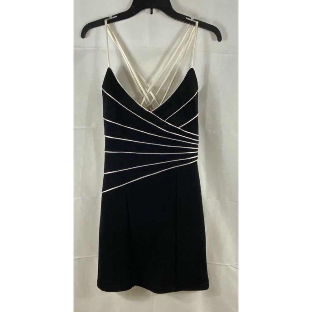Hugo Buscatti Women's Vintage 90s Black White Piping Strappy Swim Dress Sz 10